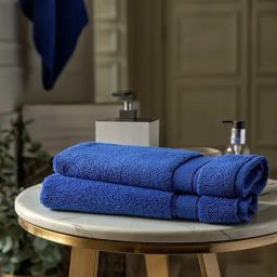 DDECOR Live beautiful Blue Cotton 650 GSM Hand Towels - Set of 2-image-3