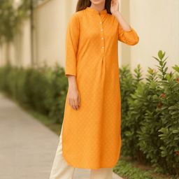 Sangria Women Orange Cotton Blend Printed Kurta Sets-picture-19