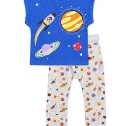 H by Hamleys Kids Royal Blue & Grey Printed T-Shirt with Joggers-image-89