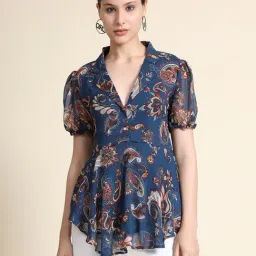 KERI PERRY Navy Printed Top-image-58