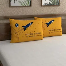 Dreamscape Yellow Cotton 140 TC 105 GSM Pillow Cover - Set of 2-picture-9