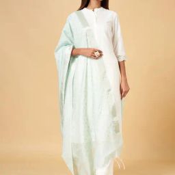 Rangmanch by Pantaloons Mint Green Woven Pattern Dupatta-picture-43