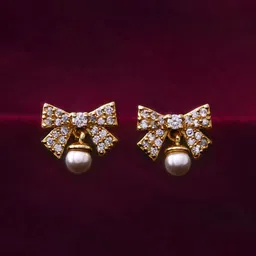 Voylla Trendy Adore Me Gold-Plated American Diamond Brass Contemporary Studs-17