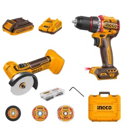 Ingco 20 V Cordless Impact Drill and Mini Cut Combo Kit with 13 mm Chuck Capacity, CKLI20766-4