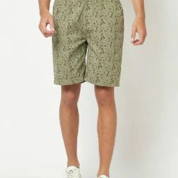 Crimsoune Club Olive Regular Fit Printed Cotton Chino Shorts-image-55