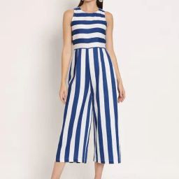 Moomaya Blue & White Striped Jumpsuit-image-83