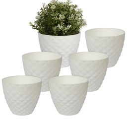 Kuber Industries White Textured Planter-50