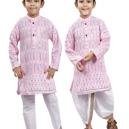 BAESD Boys Selection Of 2 Floral Sequinned Regular Thread Work Kurta with Dhoti Pants-6
