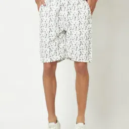 Crimsoune Club White Regular Fit Printed Cotton Chino Shorts-image-16