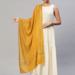 MODARTA Yellow Solid Woollen Shawl-20