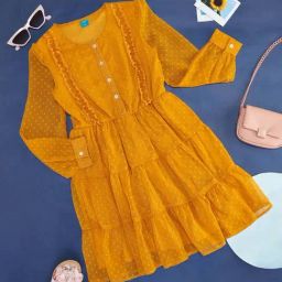 YU by Pantaloons Kids Yellow Cotton Printed Full Sleeves Dress-image-71