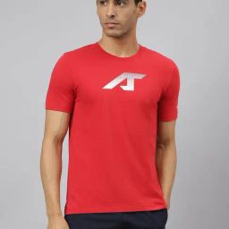 ALCIS Red Printed Soft-Touch Regular Fit Athleisure T-Shirt-image-61