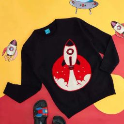 YU by Pantaloons Kids Navy & Red Printed Full Sleeves Sweater-image-46