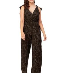 Moomaya Black & Brown Printed Jumpsuit-image-24