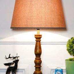 Kapoor Lamp Shades Honey & Pink Wood Hatton Cotton Shade Table Lamp-image-127