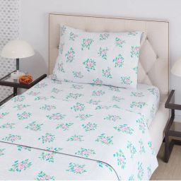 Layers Zen Collection 220TC Grey Floral Flat Bedsheet Set (Single)-picture-3