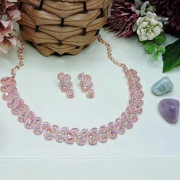 VATSALYA creation Rose Gold-Plated Artificial Stone Studded Jewellery Set-image-67