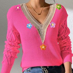 StyleCast Women Cable Knit Pullover with Embroidered Detail-image-95