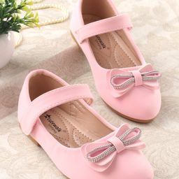 Cute Walk by Babyhug Studded & Bow Applique Bellies with Velcro Closure - Pink-picture-7