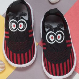 Lil Lollipop Googly Eyes Patch Mesh Design Slip On Musical Booties -  Black-image-72