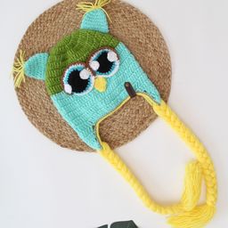 Woonie Crochet Bird Eyes Detailed  Cap -  Green-image-43