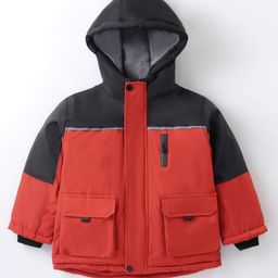 Kookie Kids Full Sleeves Solid Color Hooded Jacket - Dark Orange-image-50