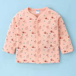 Tango Interlock Cotton Knit Full Sleeves Front Open Jhabla with Rabbit Print - Orange-picture-18