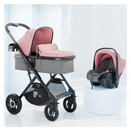 Lifelong Stroller Pram Bassinet & Car Seat With Foldable & Travel Friendly Pram - Grey-21