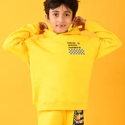 Anthrilo Full Sleeves New Good Habits Printed Comfort Fit Hoodie - Yellow-picture-7