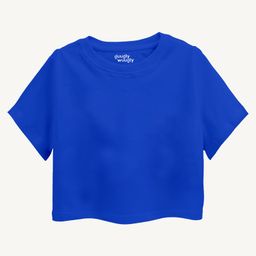 Guugly Wuugly Pure Combed Cotton Half Sleeves Solid Skin Friendly Crop Top - Classic Blue-picture-16
