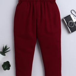 BAATCHEET Cotton Linen Woven Chevron Embroidered Pant - Cherry-image-98