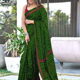 DIVASTRI Floral Printed Ready To Wear Mulmul Cotton Block Print Saree-picture-17