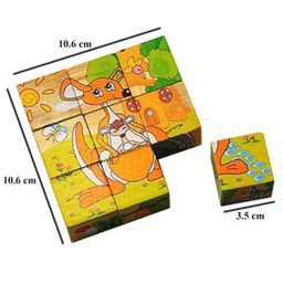 Trinkets & More Funny Animals Theme 3D Jigsaw Puzzle Wooden Cube Block 6 Face 9 Pieces with Storage Tray image 3