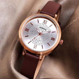 DressBerry Women Printed Dial & Leather Bracelet Style Straps Analogue Watch HOBDB-286-BR-image-83