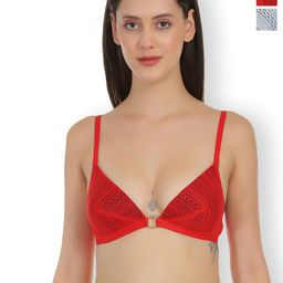 SELFCARE Pack of 2 Embroided Half Coverage Net Plunge Bra With Adjustable Straps image 1