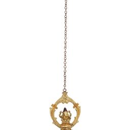 Exotic India Gold Toned Lord Ganesha Roof Hanging Brass Lamp-image-18