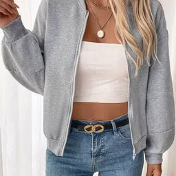 StyleCast Women Mandarin Collar Front-Open Sweatshirt-image-11