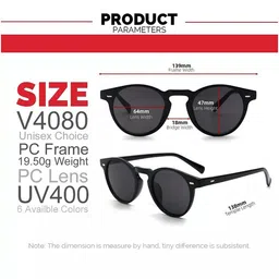 Dervin Unisex Round Sunglasses with UV Protected Lens image 2
