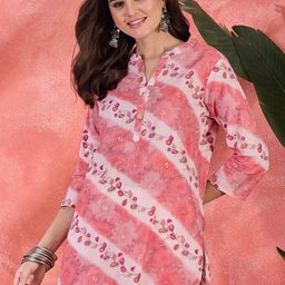 Sangria Floral Printed Mandarin Collar Pure Cotton Straight Kurtis-picture-13