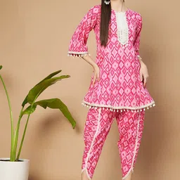 KALINI Women Printed Regular Beads and Stones Pure Cotton Kurti with Dhoti Pants-image-21