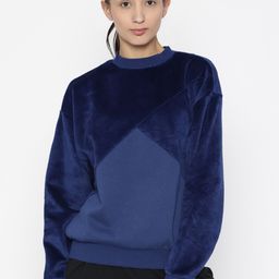 Puma Women Blue Solid Fabric Block Crew Sweatshirt-picture-41