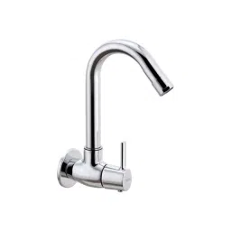 CERA Ripple Quarter Turn Wall Mount Sink Cock with Swivel Spout and Wall Flange, F1017251-47