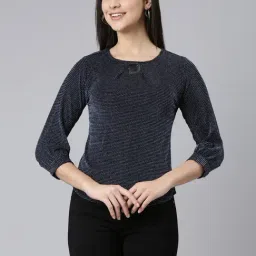 SHOWOFF Navy Self Pattern Top-image-24