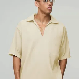 TRAQUILA HIP-HOP Polo Collar Drop-Shoulder Sleeves Cotton Relaxed Fit T-shirt-image-34