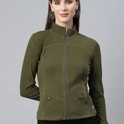 Nayam By Lakshita Fleece Stand Collar Sporty Jacket-image-98