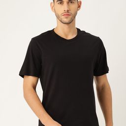 ether Men Black Solid Crew Neck Pure Cotton T-shirt-image-33