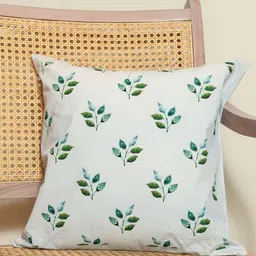 Myntra Elegant Homes Verdant Harmony White & Green Printed Cotton Square Cushion Cover-19