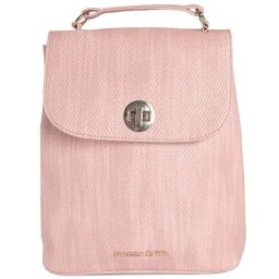 Rossa l'Vita Savannah mini Carnation Pink Textured Medium Backpack-29