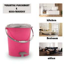 Kuber Industries Pink & Grey 3 Pieces Pedal Dustbin With Lid & Handle 10 L Each image 5