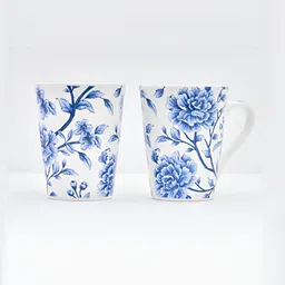 GOLDEN QUEEN'S Blue & White Handcrafted Printed Ceramic Glossy Mugs Set of Cups and Mugs image 4